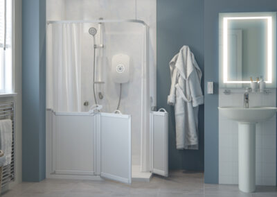 Wetroom Shower with bi folding shower screens